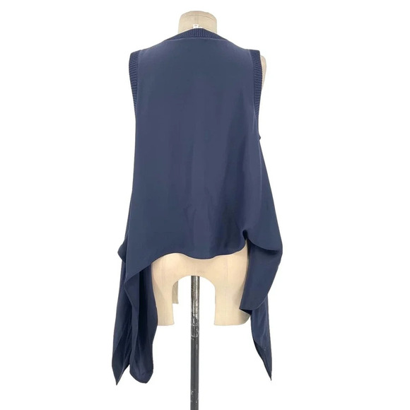 Cinq à Sept Olimpia Tie-Side Sleeveless Silk‎ Tank Top Navy Blue Size Small - Picture 7 of 11